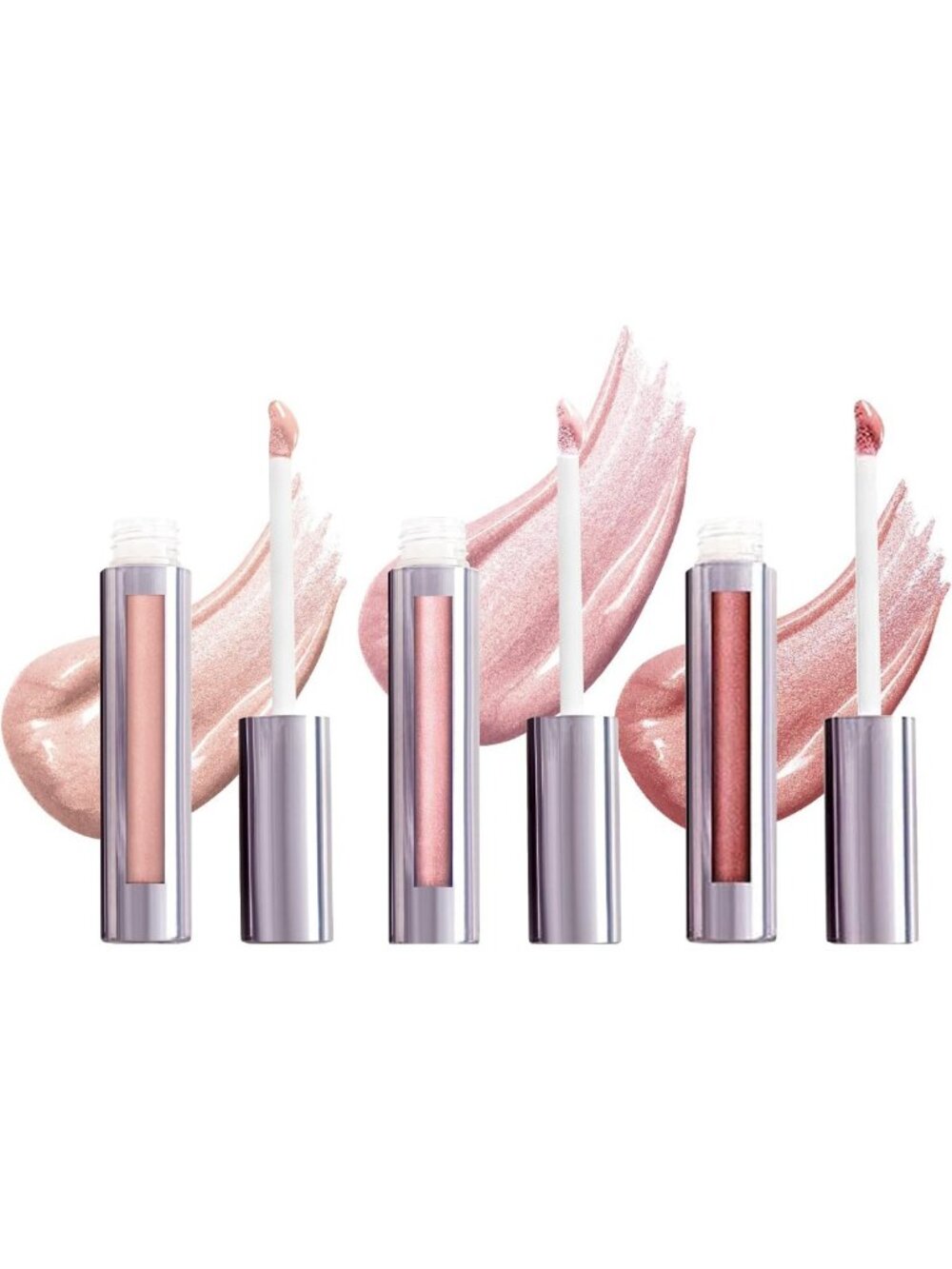 Hydrating Shimmer Lip Gloss Trio - 3 High-Pigment Shades for Luscious Lips